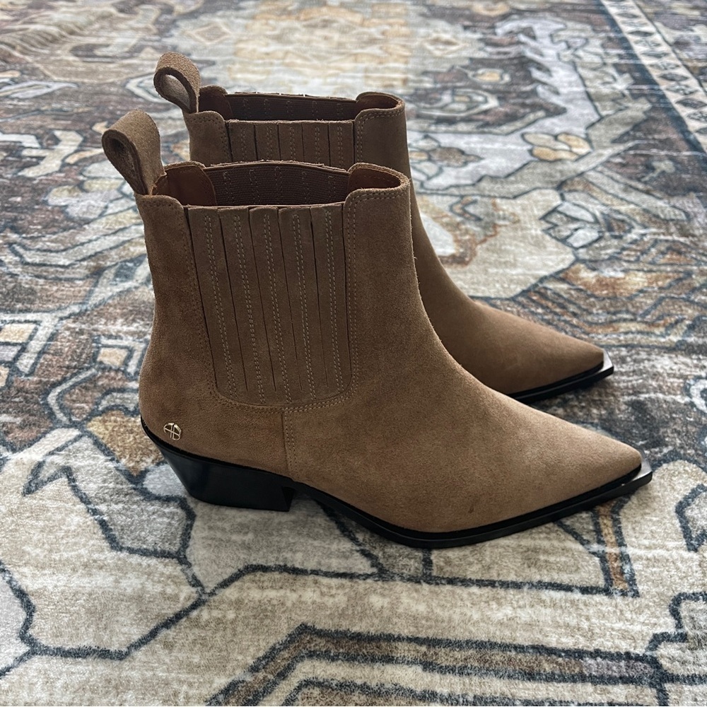 NWOB Anine Bing Roy Suede Taupe Booties - Picture 3 of 12